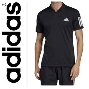 Adidas Black 3-Stripe Performance Polo Shirt Golf Athletic wear Size M NWT